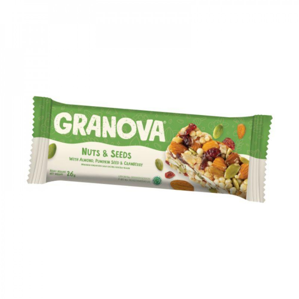GRANOVA Nuts & Seeds Energy Bar with Almonds, Pumpkin Seeds & Cranberry 26g Halal